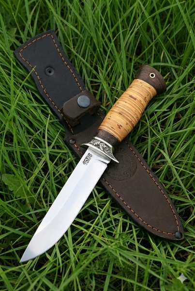 Нож Пехотинец 95х18 мельхиор береста