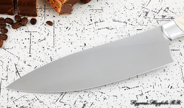 Кухонный нож Шеф № 13 сталь 95Х18 рукоять акрил белый