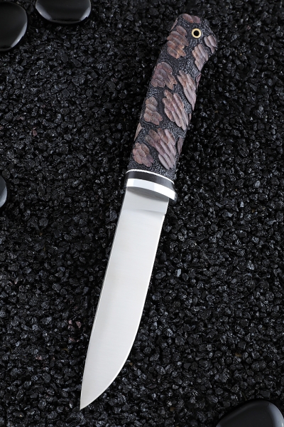 Knife Traveler steel ELMAX - satin handle Karelian birch carved (Coutellia)