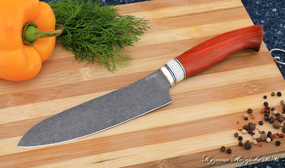Кухонный нож Шеф № 10 сталь К340 рукоять падук акрил