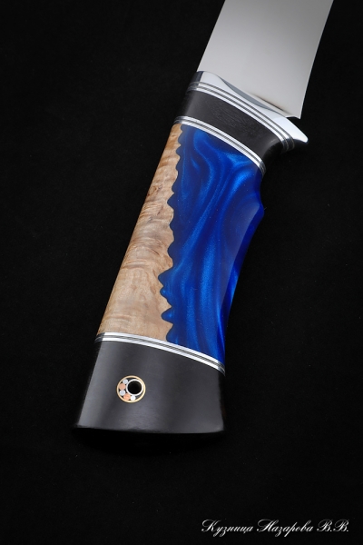 Knife Wasp steel Elmax Karelian birch + acrylic blue black hornbeam