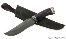 Knife Mongoose wootz steel melchior stabilized Karelian birch (purple)