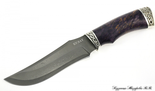 Нож Мангуст булат мельхиор стабилизированная карельская береза (фиолетовая)