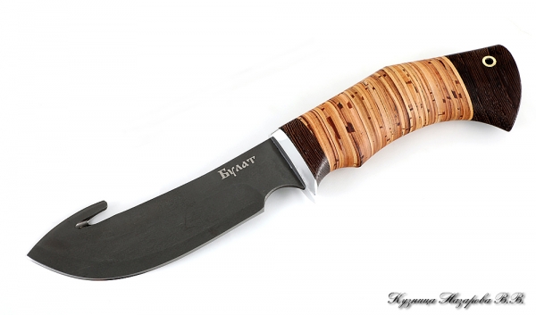 Skinning knife wootz steel birch bark