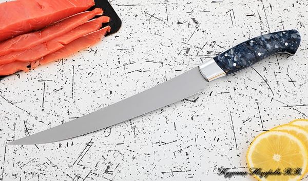 Кухонный нож Шеф № 7 сталь 95Х18 рукоять акрил синий