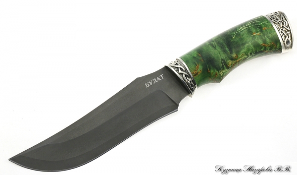 Нож Мангуст булат мельхиор стабилизированная карельская береза (зеленая)
