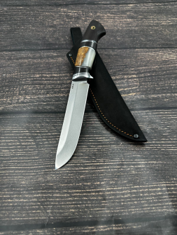 Нож Странник КН-01 рукоять черный граб гибрид стабилизированной карельской березы и акрил белый (РАСПРОДАЖА)