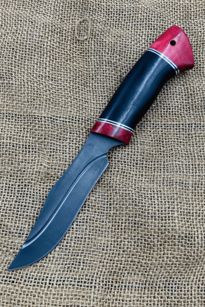 Нож "Пума" сталь х12мф долы, рукоять карельская береза красная, черный граб (распродажа)