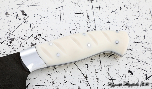 Кухонный нож Шеф № 13 сталь Х12МФ рукоять акрил белый