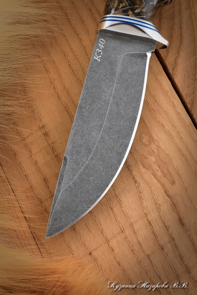 Нож Гепард К340 карельская береза коричневая искусственный камень