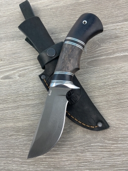 Нож Ежик 2 булат стабилизированная карельская береза коричневая черный граб (распродажа)