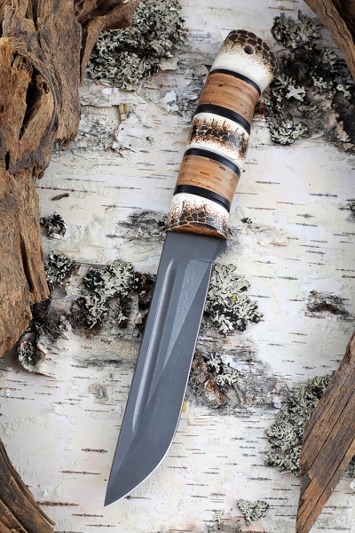 Knife Fighter wootz steel birch bark elk horn (Coutellia)