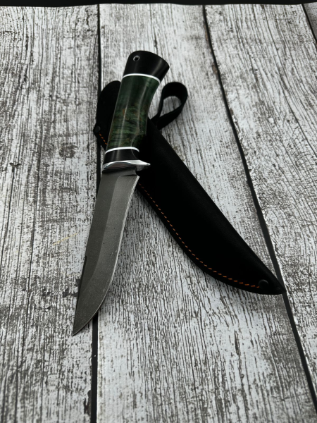 Нож Варан х12мф черный граб стабилизированная карельская береза (зеленая) (РАСПРОДАЖА)