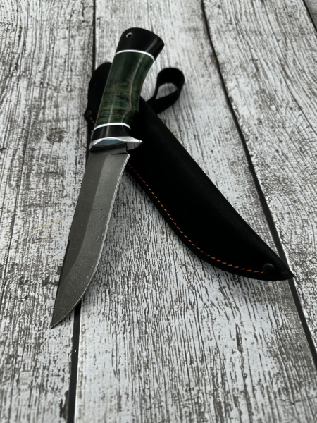 Knife Varan x12mf black hornbeam stabilized Karelian birch (green) (SALE)