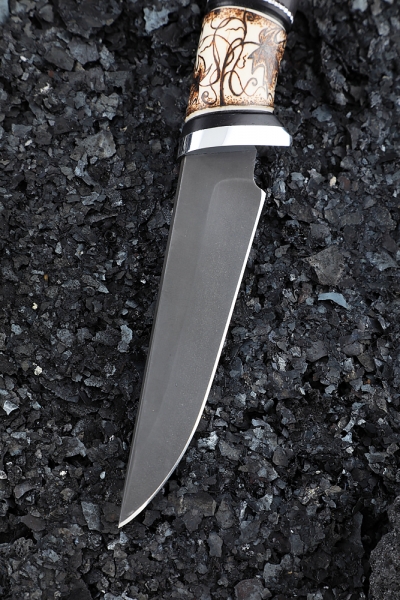 Knife Weasel H12MF black hornbeam elk horn (Coutellia)