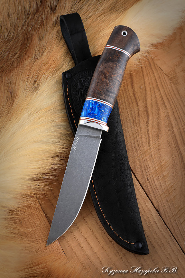 Нож Барс К340 карельская береза коричневая искусственный камень