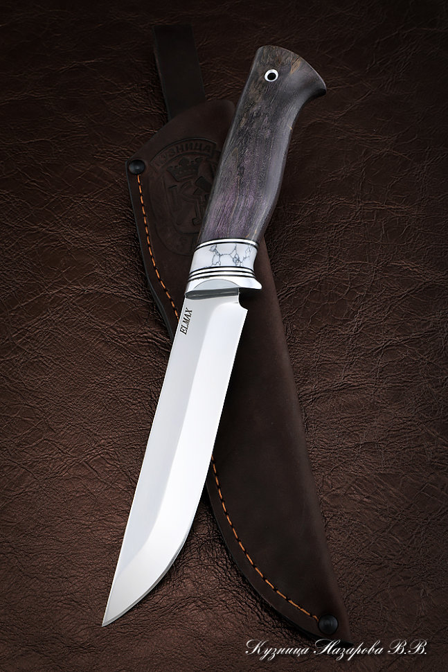 Knife Gadfly ELMAX Karelian birch purple acrylic