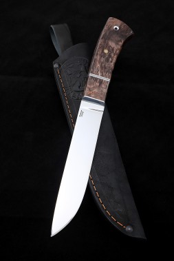 Knife Karachaevsky bichak (bychak) H12MF Karelian birch brown