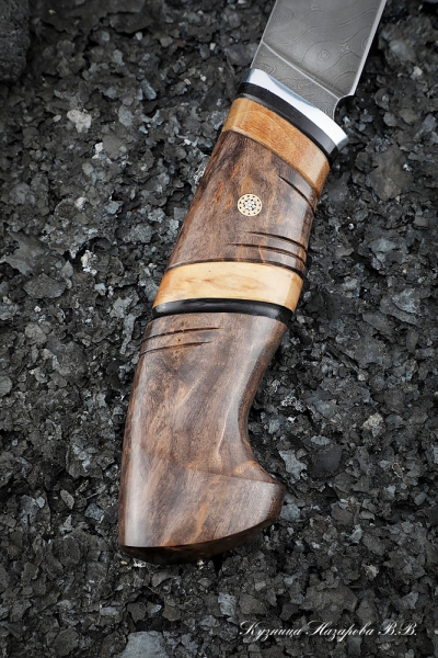 Knife Bayonet Damascus Karelian birch brown boxwood