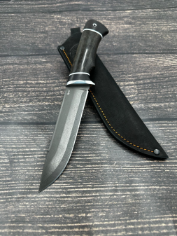 Boar knife damask steel handle black hornbeam and Karelian birch brown (Sale)