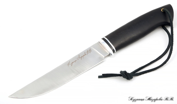 Нож Засапожный сталь кованая Х12МФ - сатин рукоять черный граб 