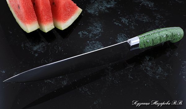 Кухонный нож Шеф № 14 сталь 95Х18 рукоять акрил зеленый