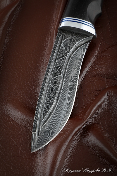 Knife Gyrfalcon Damascus stone black hornbeam