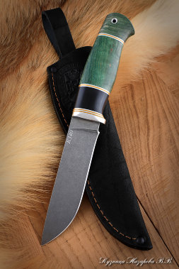 Нож Тайга сталь К340 карельская береза зеленая черный граб