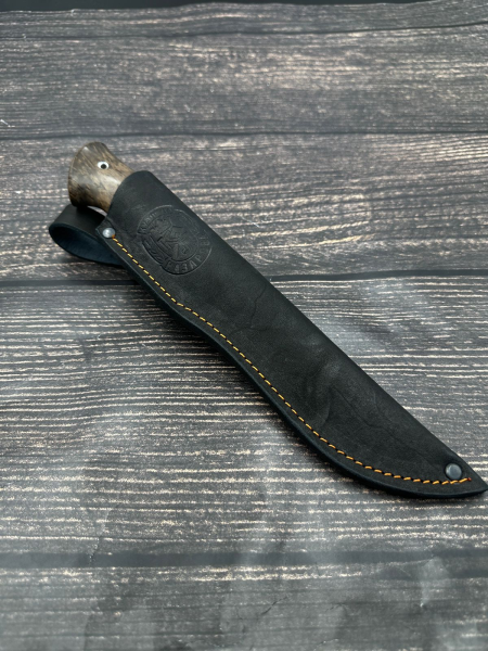 Gadfly knife: Damascus steel-stone handle Karelian birch brown (Sale)