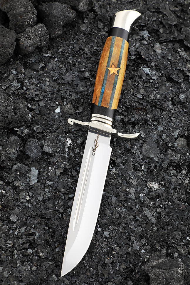 Replica of the NKVD Fink Elmax melchior black hornbeam stabilized Karelian birch (amber) (Coutellia)