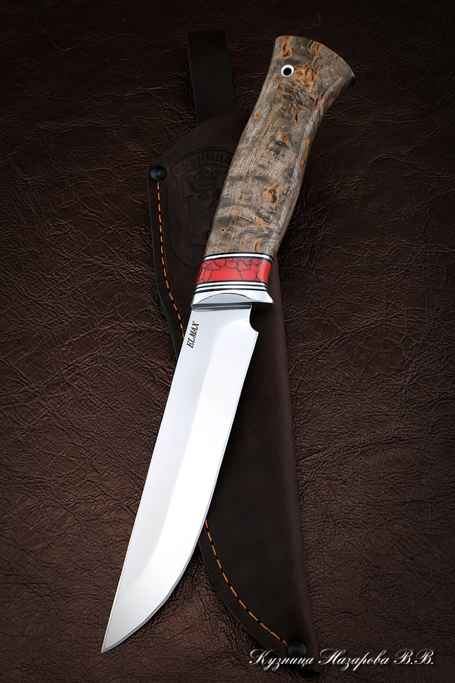 Нож Овод 2 Elmax карельская береза коричневая акрил