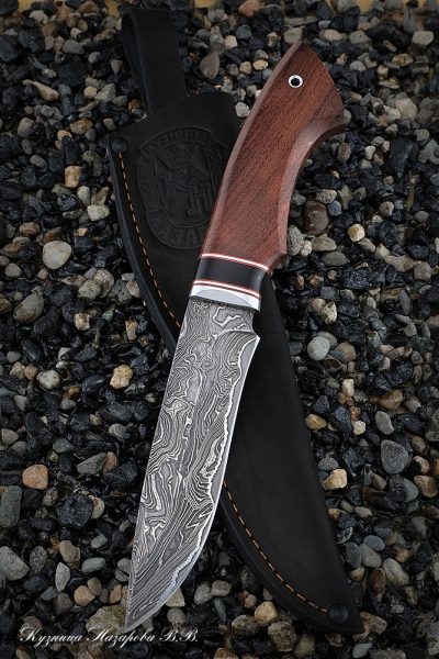 Нож Варан дамаск ламинированный бубинга черный граб