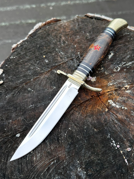 Нож Финка НКВД сталь Elmax , рукоять карельская береза коричневая (распродажа) 