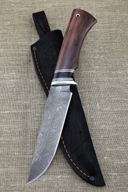 Knife Gadfly 2 Damascus handle black hornbeam rosewood