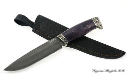 Нож Мурена булат мельхиор стабилизированная карельская береза (фиолетовая)
