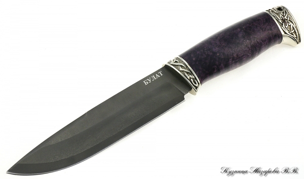 Moray Eel knife wootz steel melchior stabilized Karelian birch (purple)
