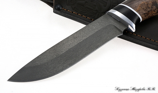 Knife Sokol H12MF black hornbeam stabilized Karelian birch (brown)