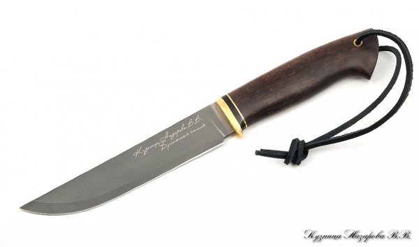 Нож Засапожный сталь Булат рукоять карельская береза (коричневая)