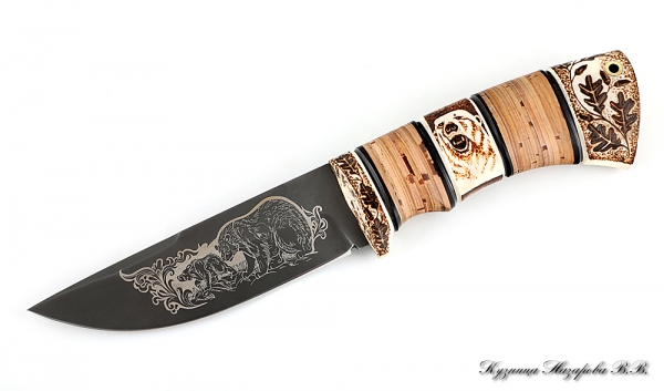 Cheetah knife H12MF birch bark bone author's