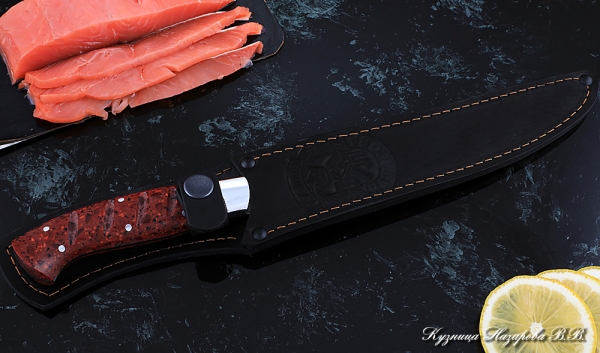Кухонный нож Шеф № 7 сталь Х12МФ рукоять акрил красный