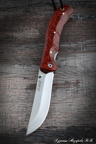 Folding Knife Korsak Steel Elmax Lining Acrylic Red