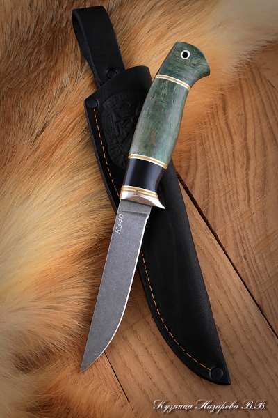 Knife Cardinal K340 black hornbeam Karelian birch green