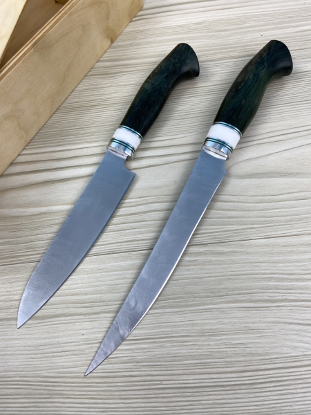 Набор из 2 кухонных ножей из дамасской стали с никелированием в футляре