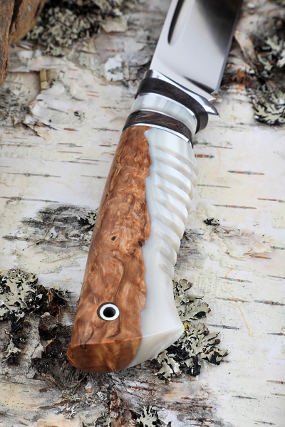 Нож Боец кованая Х12МФ карельская береза и акрил (Coutellia Зверобой) 