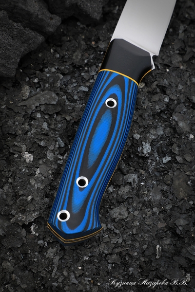Knife No.15 H12MF CM mikarta blue + black