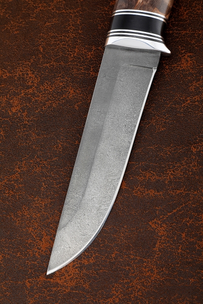 Knife Bison H12MF black hornbeam stabilized Karelian birch brown
