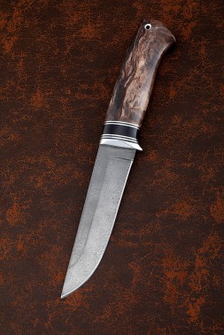 Нож Бизон х12мф черный граб стабилизированная карельская береза коричневая
