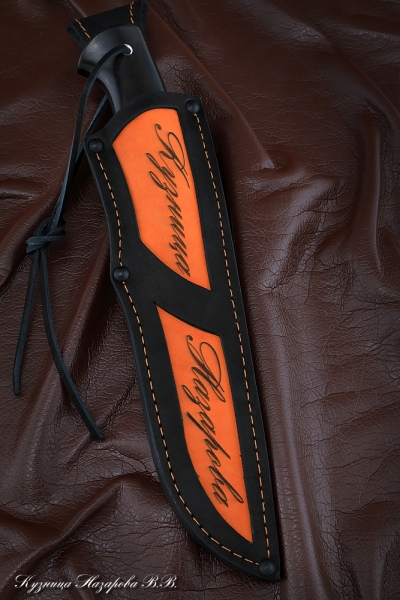 Нож Засапожный сталь кованая Х12МФ - сатин рукоять черный граб акрил