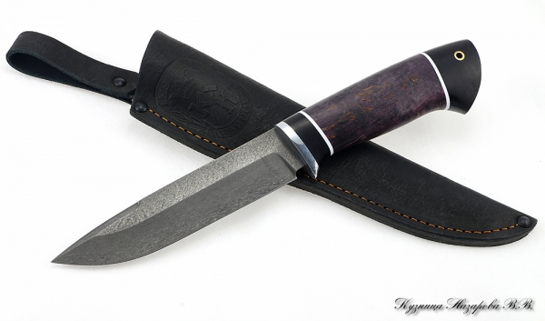 Knife Moray Eel H12MF black hornbeam stabilized Karelian birch (purple)