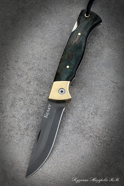Нож складной Волк сталь булат накладки стабилизированная карельская береза